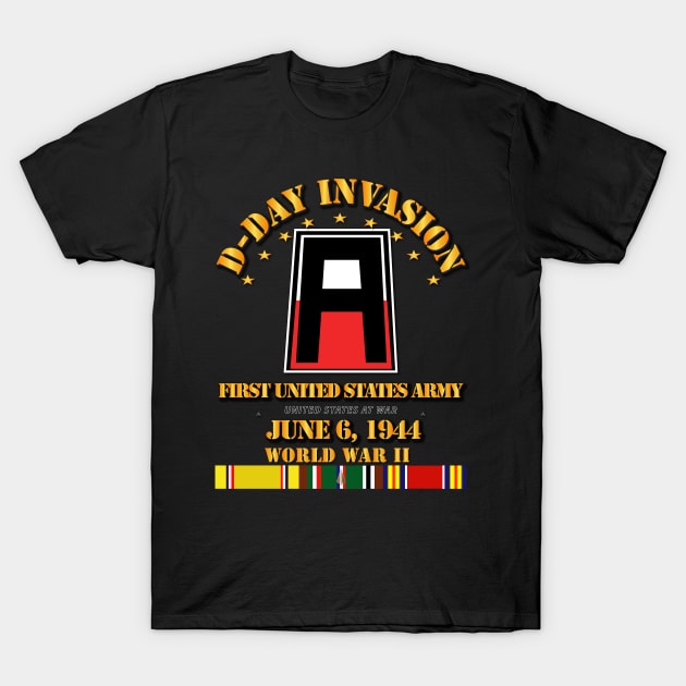 First United States Army - D Day w Svc Ribbons T-Shirt by twix123844